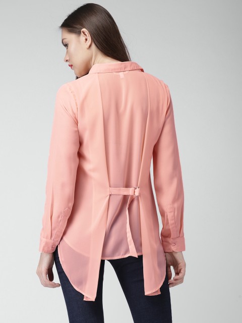 

Mast & Harbour Women Pink Regular Fit Solid Casual Shirt