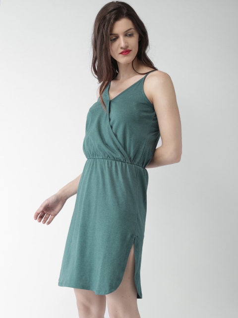

Mast & Harbour Women Teal Blue Solid A-Line Dress