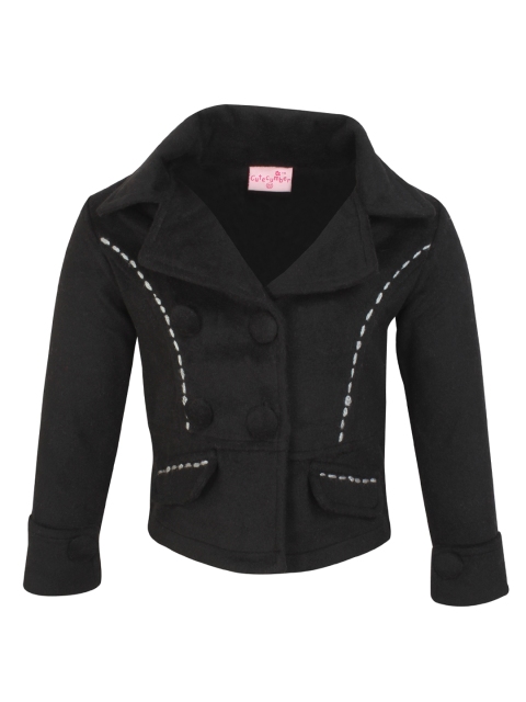 

CUTECUMBER Girls Black Double Breasted Short Coat