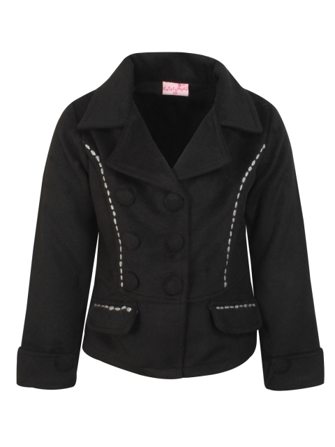 

CUTECUMBER Girls Black Double Breasted Short Coat