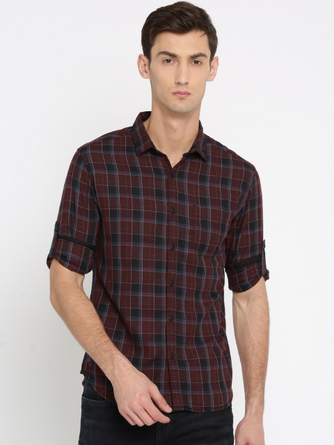 

Ecko Unltd Men Maroon & Black Slim Fit Checked Casual Shirt