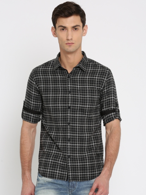 

Ecko Unltd Men Grey & Black Slim Fit Checked Casual Shirt
