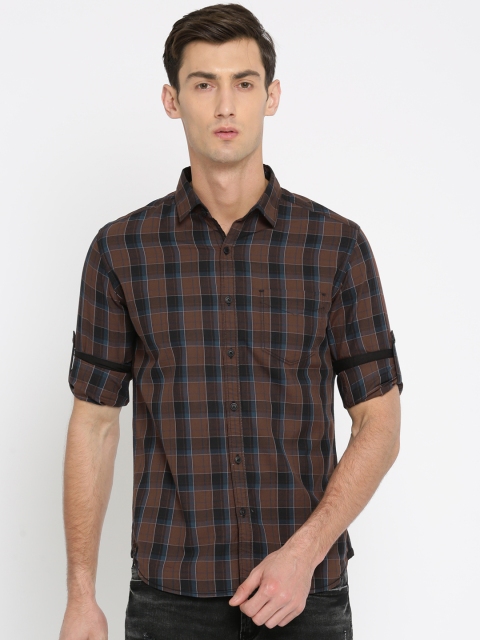 

Ecko Unltd Men Brown & Black Slim Fit Checked Casual Shirt
