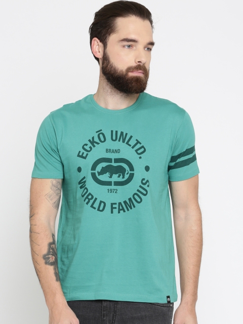 

Ecko Unltd Men Sea Green Printed Round Neck Slim Fit T-shirt