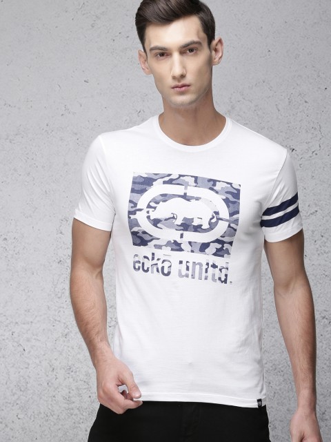 

Ecko Unltd Men White Printed Round Neck T-shirt