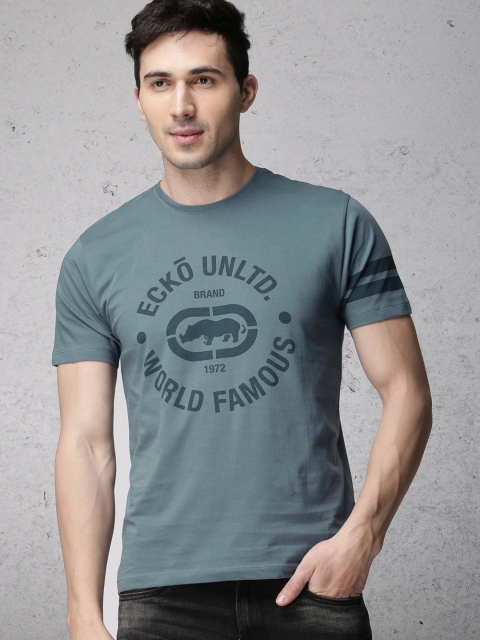 

Ecko Unltd Men Blue Printed Round Neck T-shirt
