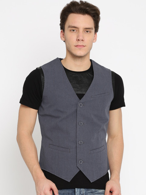 

United Colors of Benetton Men Blue Solid Waistcoat