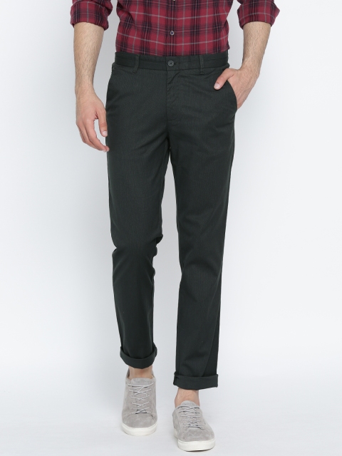 United Colors of Benetton Men Charcoal Grey Slim Fit Trousers