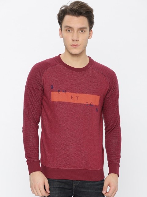 

United Colors of Benetton Men Red Printed Sweatshirt