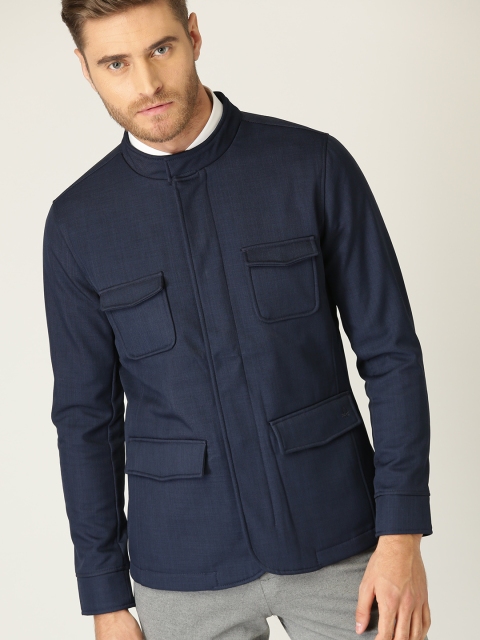 

United Colors of Benetton Men Navy Blue Solid Tailored Jacket