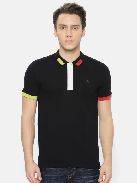 

United Colors of Benetton Men Black Solid Polo Collar T-shirt