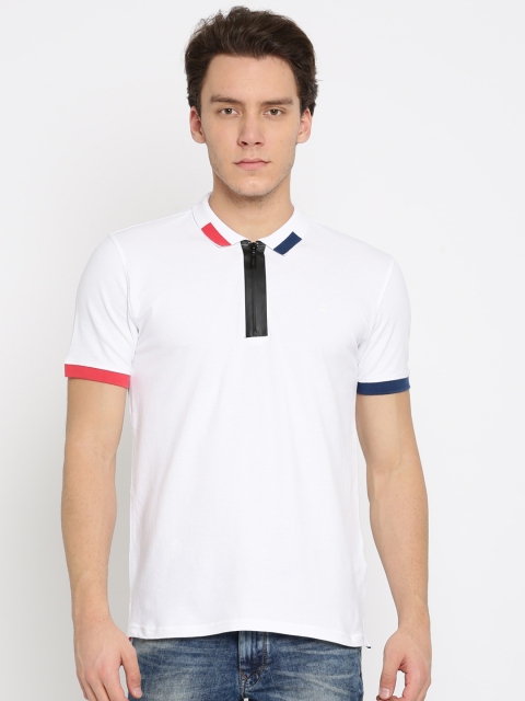 

United Colors of Benetton Men White Solid Polo Collar T-shirt