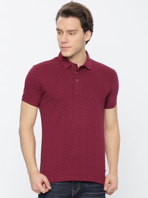 

United Colors of Benetton Men Maroon Printed Polo Collar T-shirt