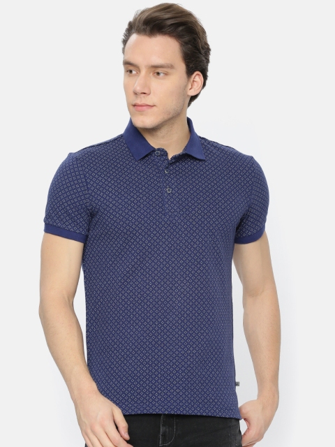 

United Colors of Benetton Men Navy Blue Printed Polo Collar T-shirt