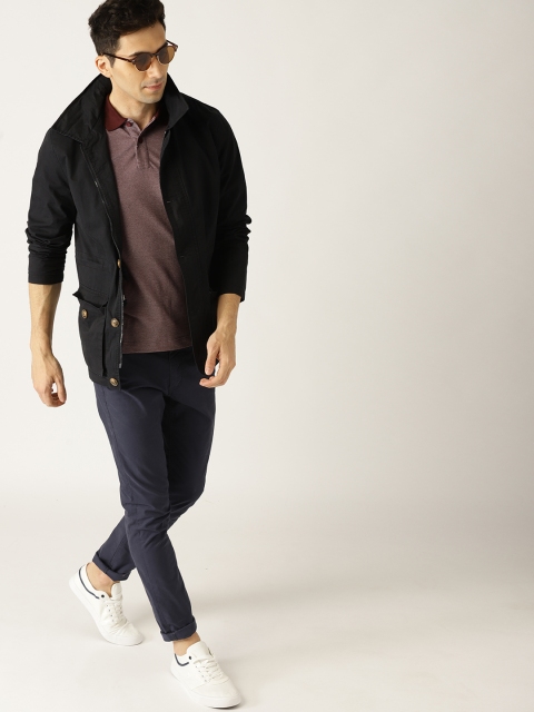 

United Colors of Benetton Men Burgundy Solid Polo Collar T-shirt