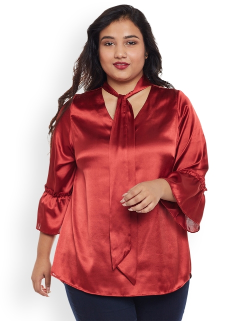 

NuBella Plus Size Women Red Solid Top