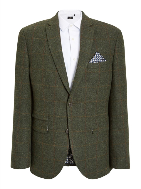 

next Men Green Single-Breasted Slim Fit Formal Blazer