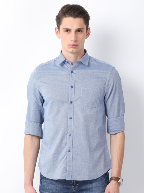 

Crocodile Men Blue Classic Slim Fit Self Design Casual Shirt
