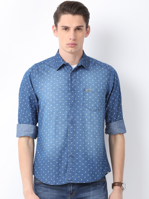 

Crocodile Men Blue Classic Slim Fit Printed Casual Shirt
