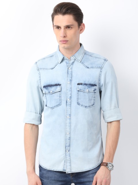 

Crocodile Men Blue Classic Slim Fit Solid Casual Shirt