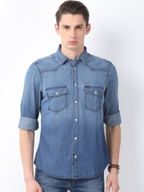 

Crocodile Men Blue Classic Slim Fit Solid Casual Shirt