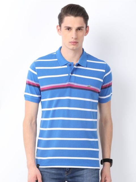 

Crocodile Men Blue Striped Polo Collar T-shirt