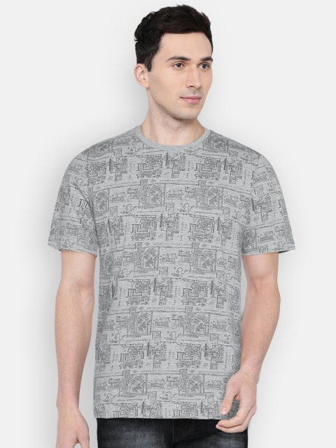 

Lee Cooper Men Grey Melange Printed Round Neck T-shirt