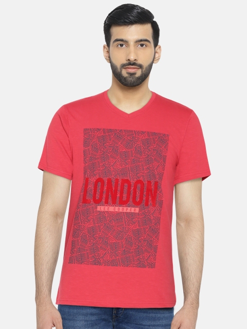 

Lee Cooper Men Red Printed V-Neck T-shirt