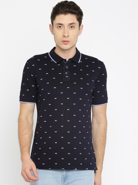 

Lee Cooper Men Navy Blue Printed Polo Collar T-shirt