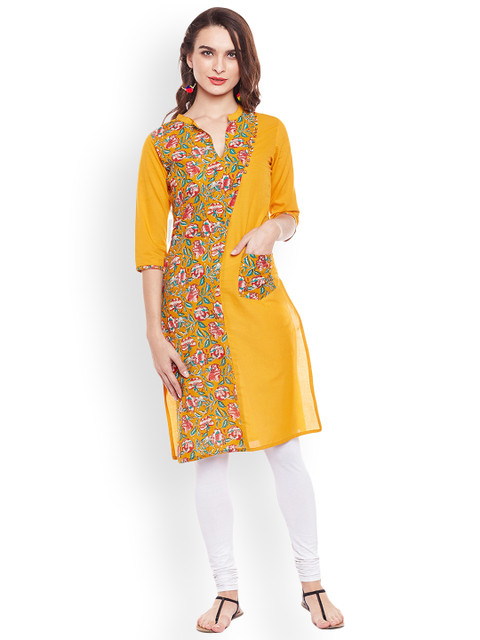 

rangeelo rajasthan Women Yellow Printed Straight Kurta