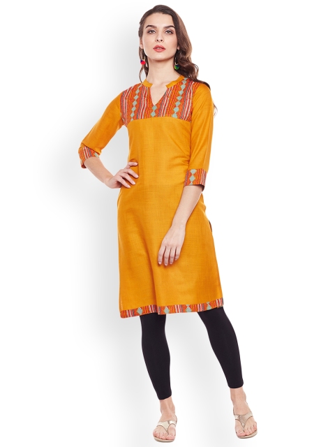 

Rangeelo Rajasthan Women Orange Printed Straight Kurta