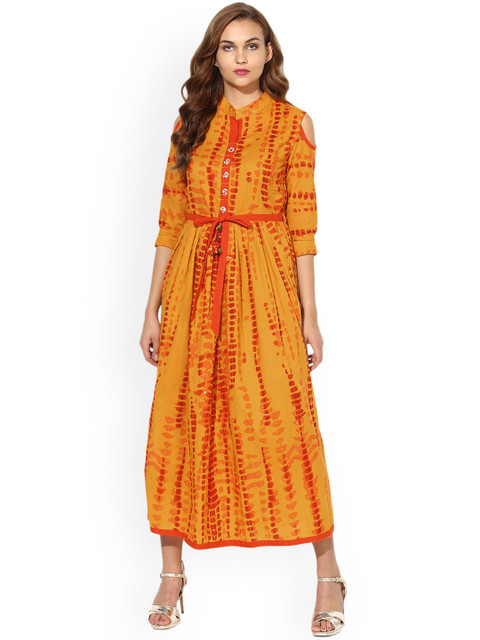 

Get Glamr Women Yellow Printed Anarkali Kurta