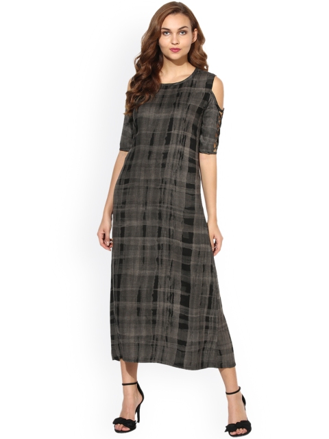 

Get Glamr Women Grey & Black Printed Straight Kurta