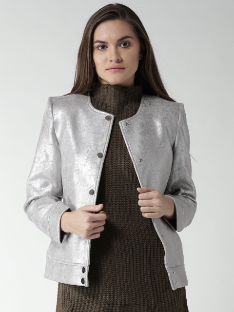 

Okane Women Silver-Toned Solid Tailored Jacket