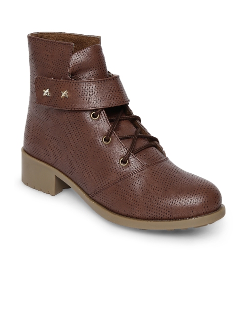 

Marc Loire Women Brown Solid Synthetic Leather Mid-Top Flat Boots