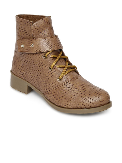 

Marc Loire Women Brown Solid Synthetic Leather Mid-Top Flat Boots