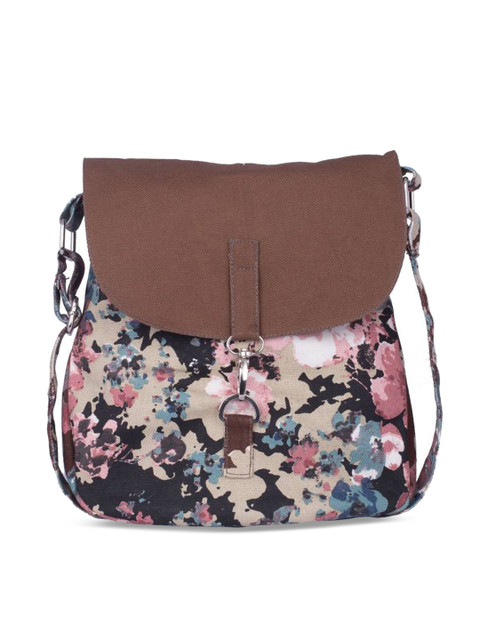 

Vivinkaa Brown & Multicoloured Printed Sling Bag
