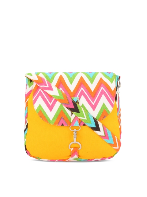 

Vivinkaa Yellow Printed Sling Bag
