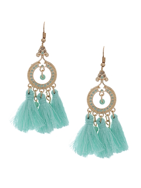 

Shining Diva Sea Green Contemporary Drop Earrings