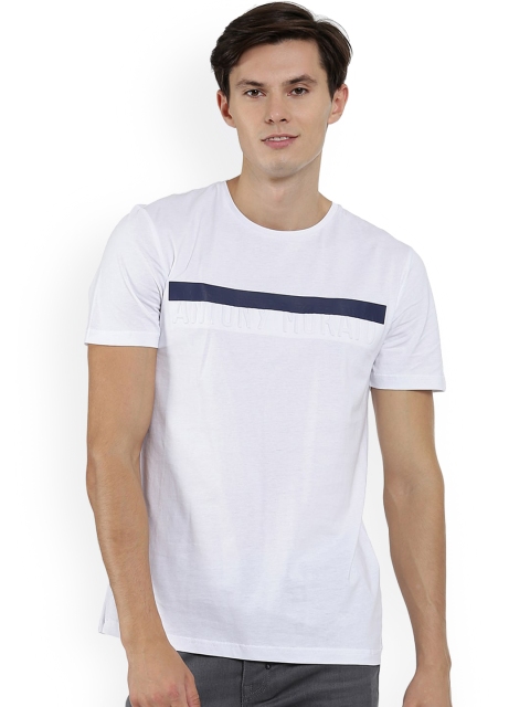 

Antony Morato Men White Embossed Brand Print Round Neck T-shirt