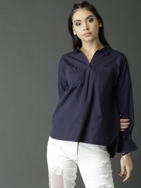

Roadster Fast and Furious Women Navy Solid Shirt Style Top, Navy blue