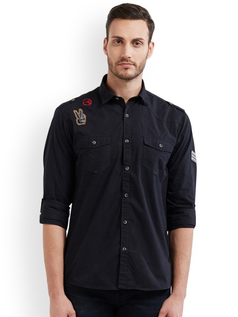 

Integriti Men Black Slim Fit Solid Casual Shirt