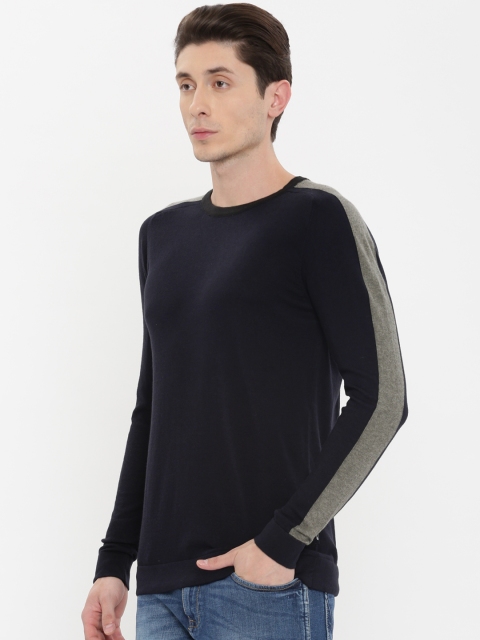 

Jack & Jones Men Navy Solid Pullover, Navy blue