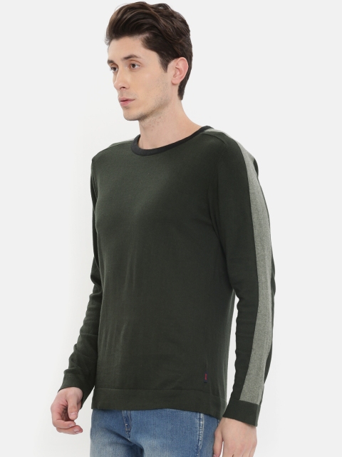 

Jack & Jones Men Olive Green Solid Pullover