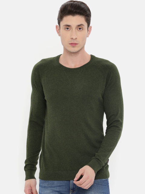 

Jack & Jones Men Olive Green Solid Pullover