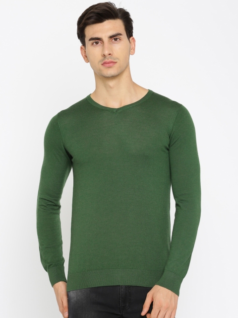

Jack & Jones Men Green Woollen Solid Pullover
