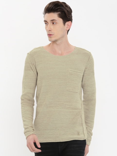 

Jack & Jones Men Beige Self Design Pullover