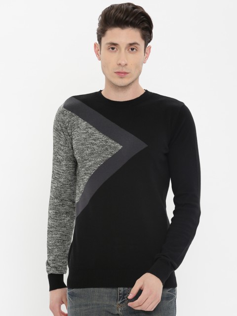 

Jack & Jones Men Black Colourblocked Pullover