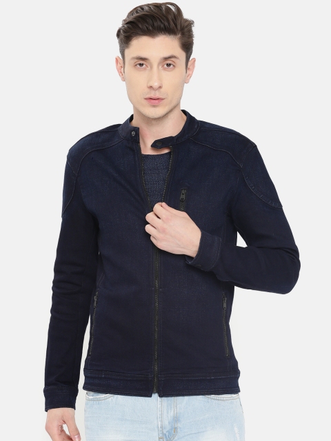 

Jack & Jones Men Navy Blue Solid Denim Jacket
