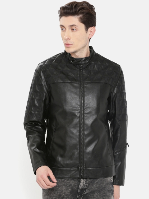 

Jack & Jones Men Black Solid Biker Jacket
